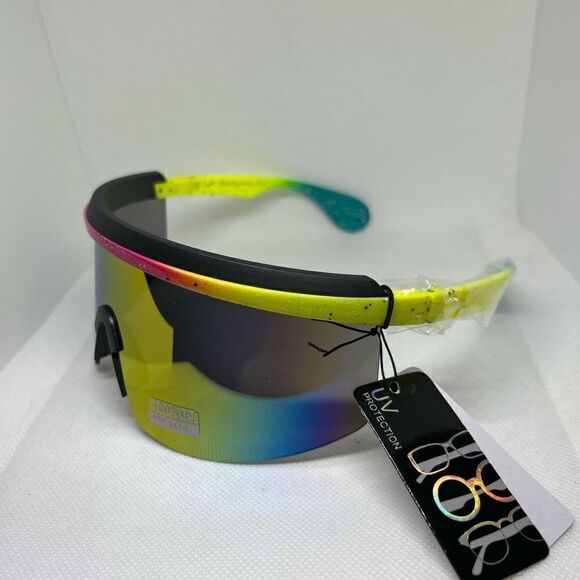 Shield Mirrored Unisex Shades Sunglasses - Picture 1 of 3